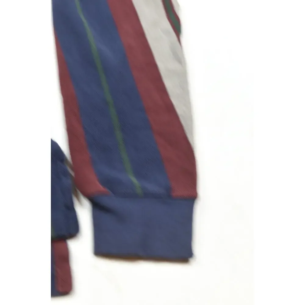 Vintage Polo Ralph Lauren Polo Shirt Mens Medium Maroon Blue Stripe Long Sleeve